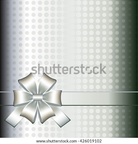 Vector illustration of Silver bow on a silver abstract background.