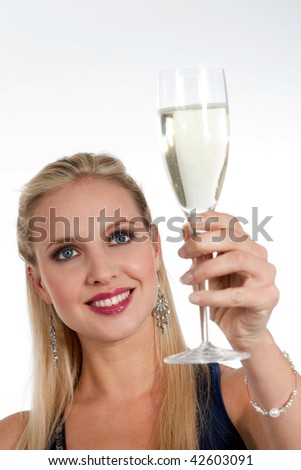 Beautiful blond woman celebrating New Year's Eve or Birthday