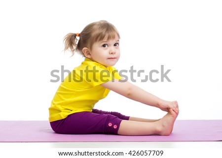 Child girl doing gymnastic exercises