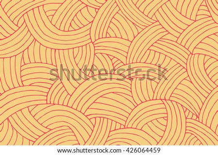 a hand drawn doodle background with entangled arcs in red and yellow