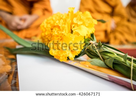 Yellow Flower and Monk