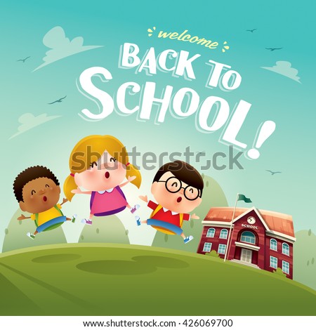 Welcome back to school! Cute school kids. Royalty-Free Stock Photo #426069700