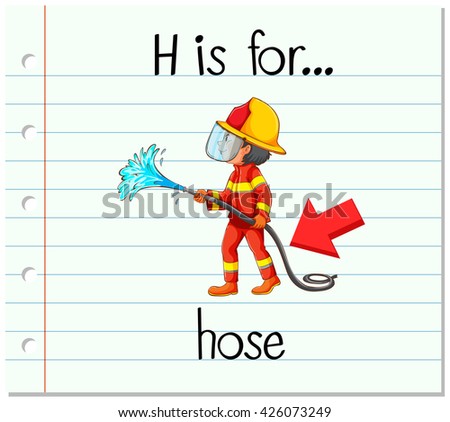 Flashcard letter H is for hose illustration