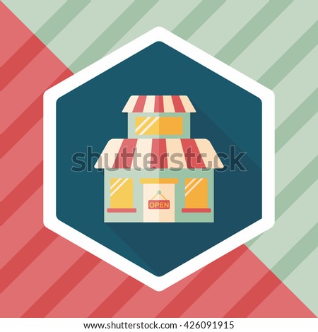 Building shop store flat icon with long shadow,eps10