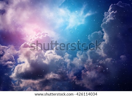 Space of night sky with cloud and stars. Royalty-Free Stock Photo #426114034