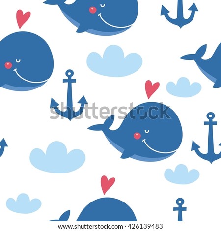 Cute Whale vector print