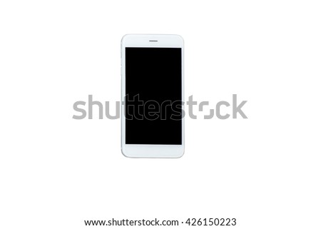 White smart phone with blank screen isolated on white background