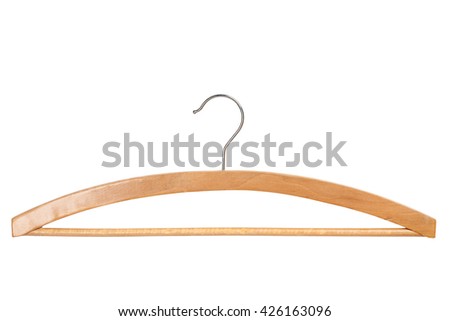 Wooden clothing hanger isolated over white background