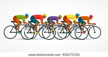 cyclist riding on bicycle, vector illustration and poster