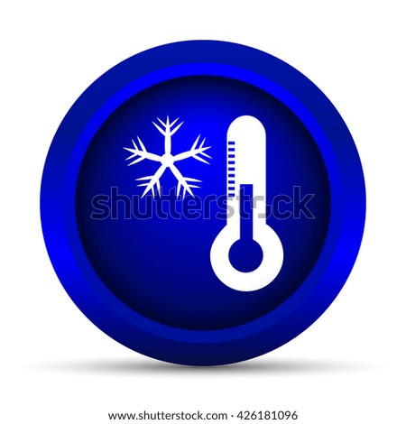 Snowflake with thermometer icon. Internet button on white background.

