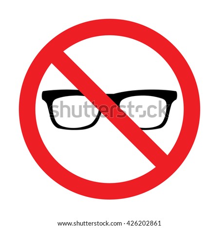 Prohibiting sign for glasses.No sunglasses sign. Vector illustration