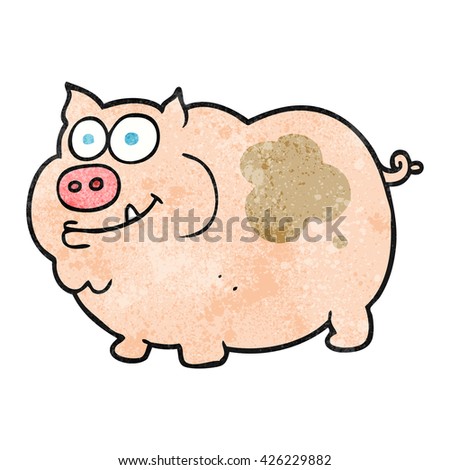 freehand textured cartoon pig