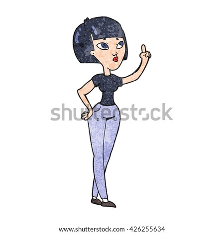 freehand textured cartoon woman asking question
