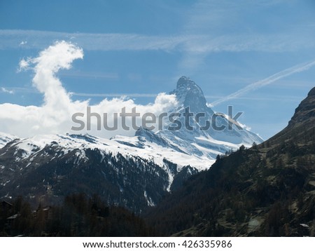View of Matterhorn in cloudy day Zermatt, Switzerland