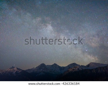 The Top of Europe Jungfrau summit and the milkyway at midnight