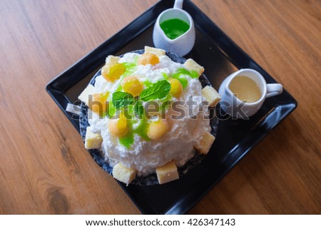 Dessert, Cantaloupe melon Ice cream or Bingsu.