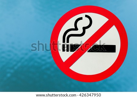 No smoking sign in public place for background