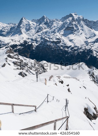 View of Jungfrau, Monch, Eiger from Schilthorn