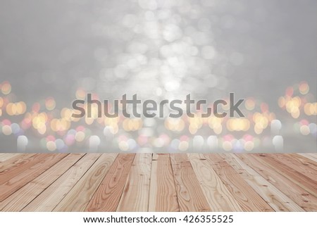 Wood floor on Water bokeh in the river morning time, for background