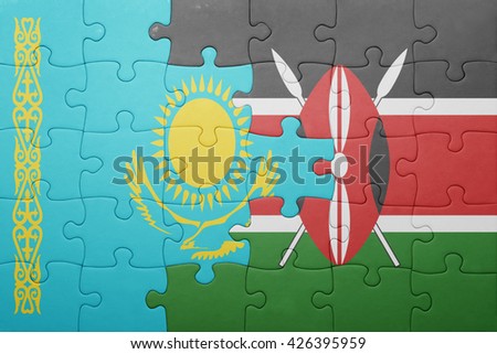 puzzle with the national flag of kenya and kazakhstan. concept