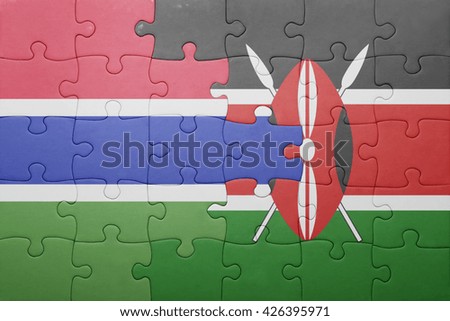 puzzle with the national flag of kenya and gambia. concept