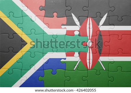 puzzle with the national flag of kenya and south africa. concept