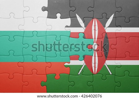 puzzle with the national flag of kenya and bulgaria. concept