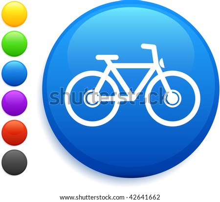 bicycle icon on round internet button original vector illustration 6 color versions included