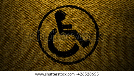 disabled icon sign, yellow old wall background.