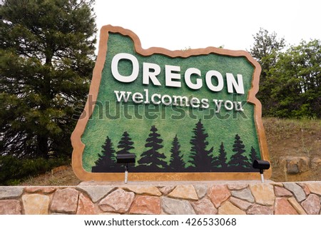Oregon State Welcome Sign Interstate 5 Northbound Transportation