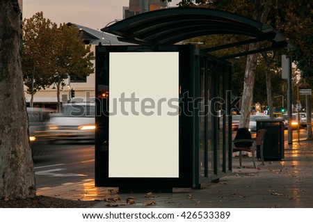 Blank outdoor bus advertising shelter 