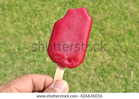 Ice cream sticks on hot day