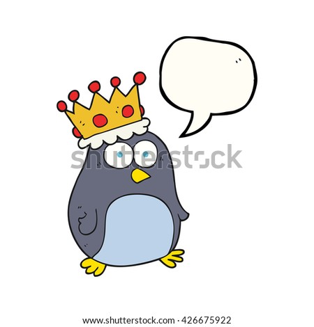 freehand drawn speech bubble cartoon emperor penguin