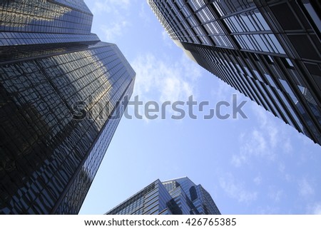 Skyscrapers from below with abstract composition
