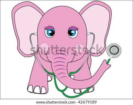 pink doctor elephant vector