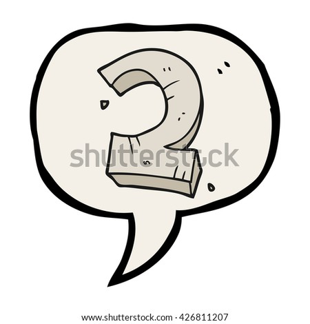 freehand drawn speech bubble cartoon stone number two