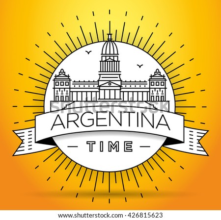 Minimal Argentina Linear Skyline with Typographic Design