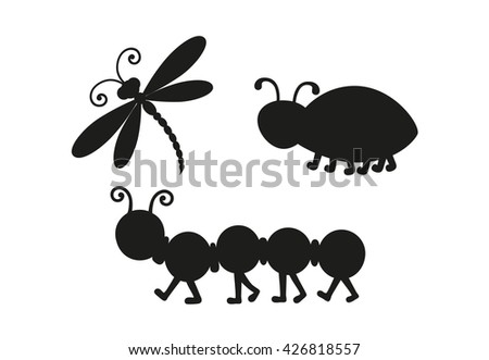 Vector black silhouettes of beetle