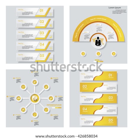 Collection of 4 yellow color template/graphic or website layout. Vector Background. For your idea and presentation.