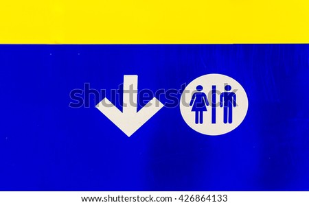 public bathrooms blue signal