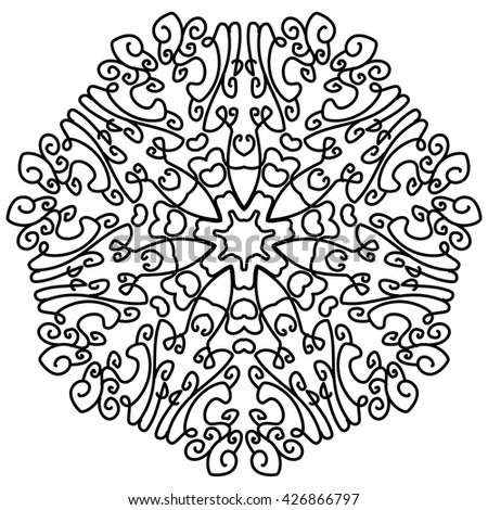Coloring Book Mandala. Outline mandala. Line mandala, isolated mandala. Page mandala, intricate mandala. Vector mandala. Mandala design. Black mandala. Flourish mandala
