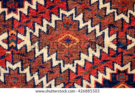 close up of an handmade carpet design detail Royalty-Free Stock Photo #426881503
