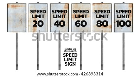 Blank traffic sign. Set speed limit isolated on white background. clipping path on Blank traffic sign. traffic sign concept.