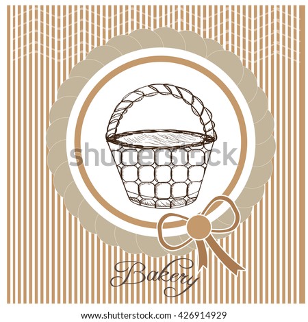 Isolated vintage banner with text and a sketch of a wooden basket