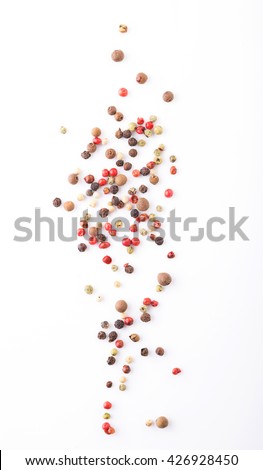Pepper on white background. Top view. Royalty-Free Stock Photo #426928450