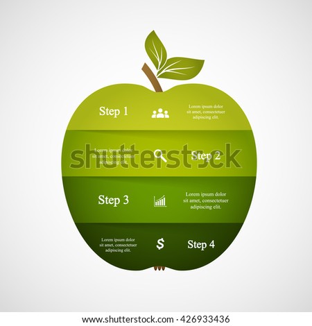 Creative vector apple for diagram, graph, presentation and chart. Business concept with 4 options, parts, steps or processes.