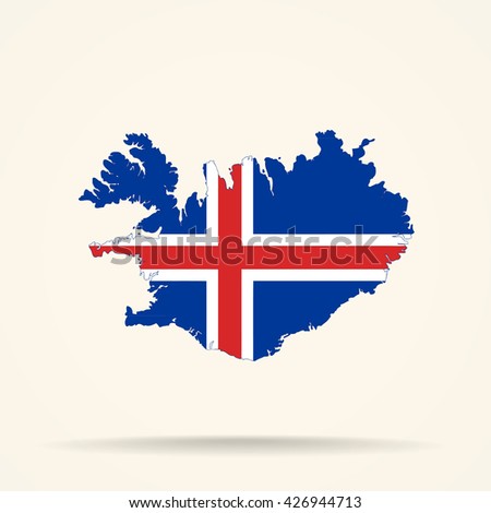 Map of Iceland in Iceland flag colors