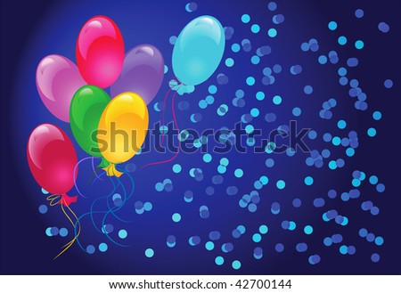 Celebratory abstract background with balloons. These are raster versions of a vector.