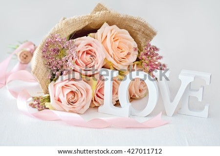  Valentine Day postcard.Floral gift for a wedding or birthday.