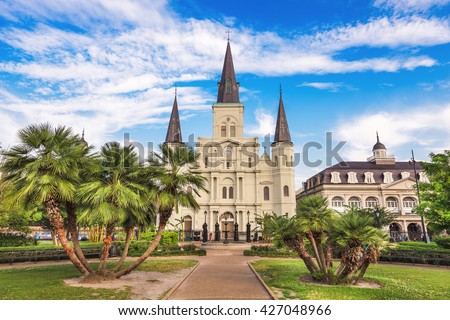 New Orleans, Louisiana, USA at Jackson Square and St. Louis Cathedral.